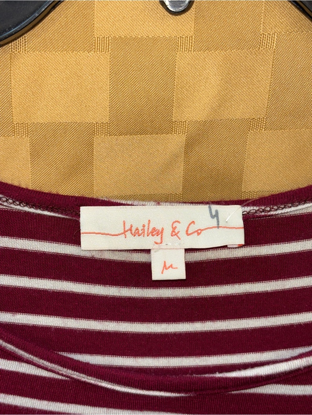 Striped Long Sleeve Jersey Dress in Burgundy and White - Picture 2 of 2